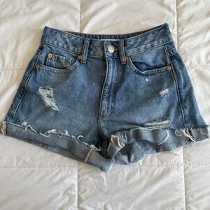 Garage Denim Shorts Women's 0 24 High Waisted Zip Closure 5 Pocket Rolled Cuff